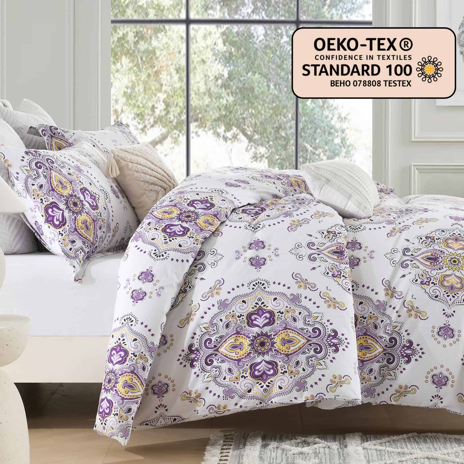 DUOMING Funda de Edredón de Algodón Queen - 100% Algodón - Imagen 3