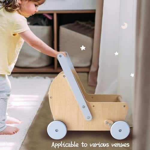 Carrito de muñeca de madera Pillowhale, Cochecito de muñeca - Imagen 7