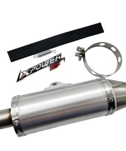 Silenciador de escape plateado de 39 mm de alto rendimiento