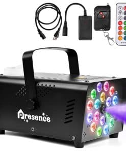 Máquina de Humo con 18 Luces LED, Portátil 500W de Alta