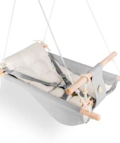 Columpio para Bebé Interior y Exterior, Hamaca -Gris y Blanc