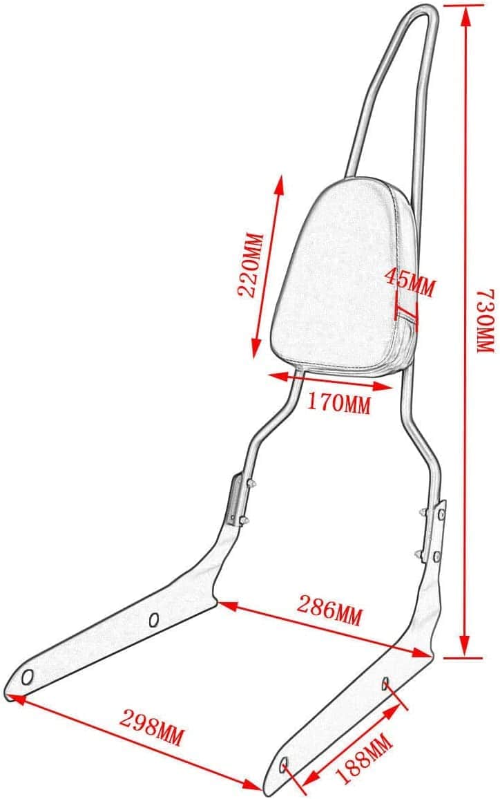 Respaldo del asiento trasero de la motocicleta con barra de - Imagen 4