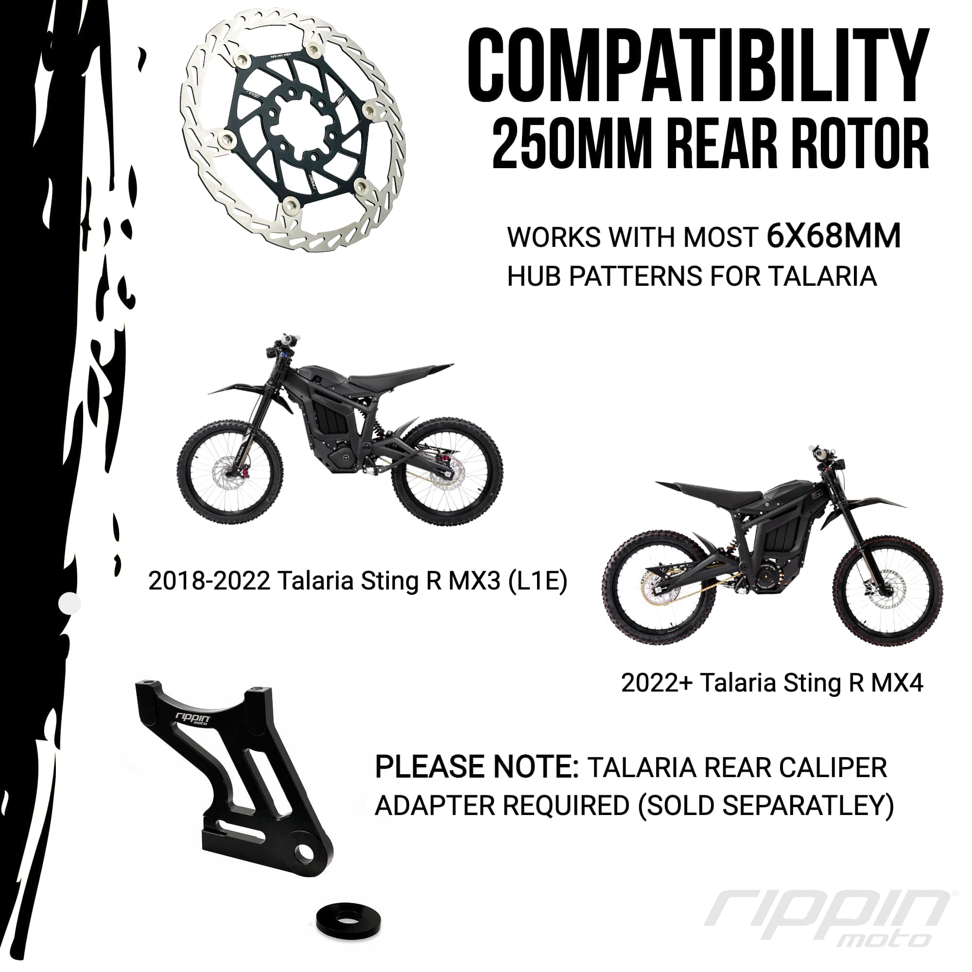 Rippin Moto 250mm Race Spec Oversize Disco de Freno Trasero - Imagen 3