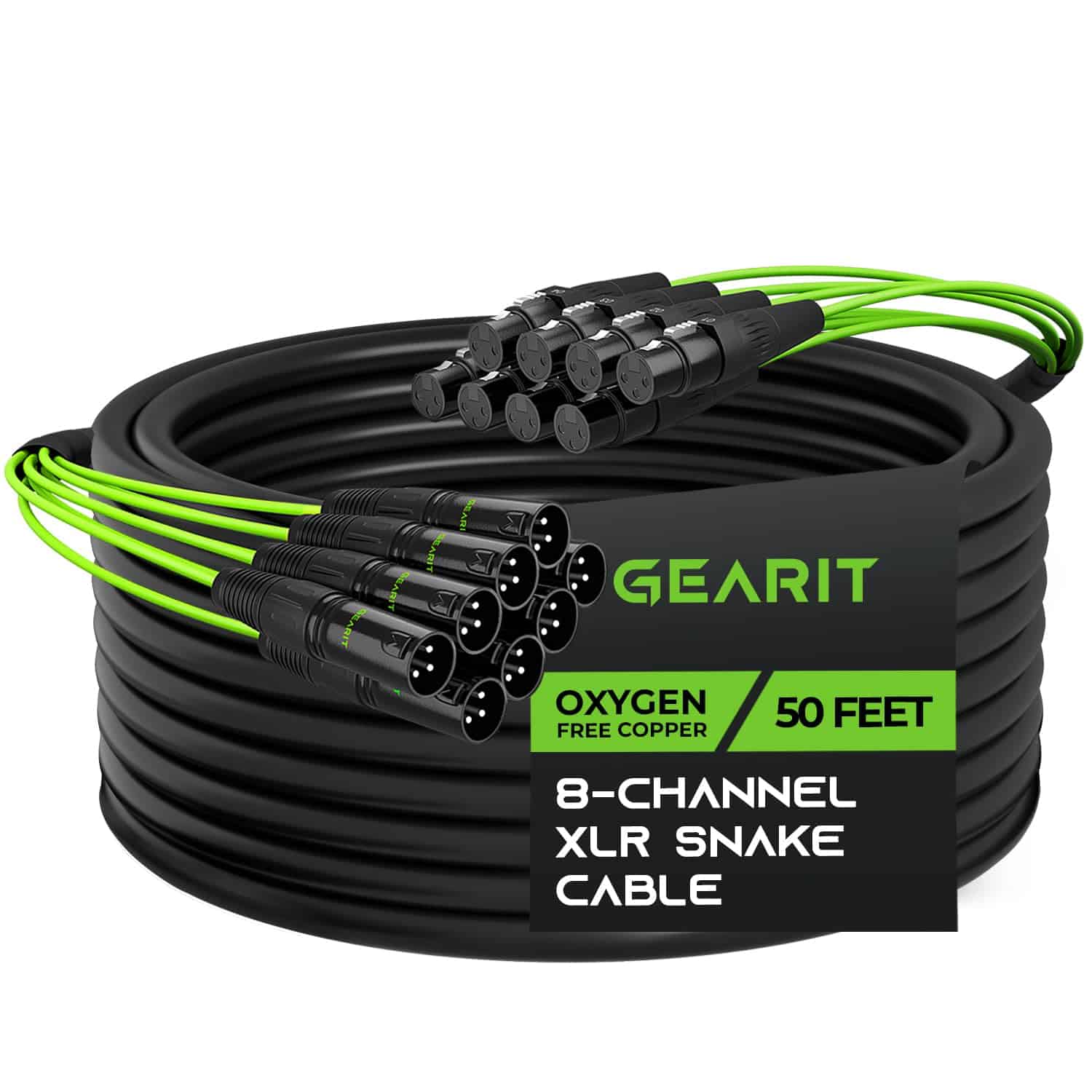Cable Serpiente XLR de 8 Canales GEARit (50 pies) - Cable