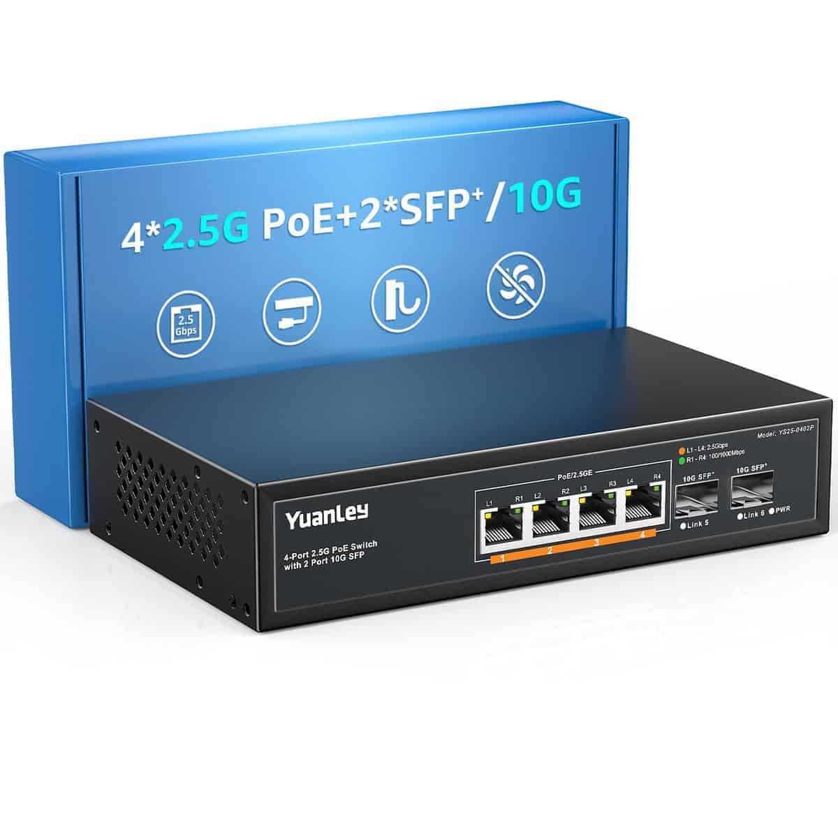 Switch PoE YuanLey de 6 Puertos 2.5G No Administrado, 4
