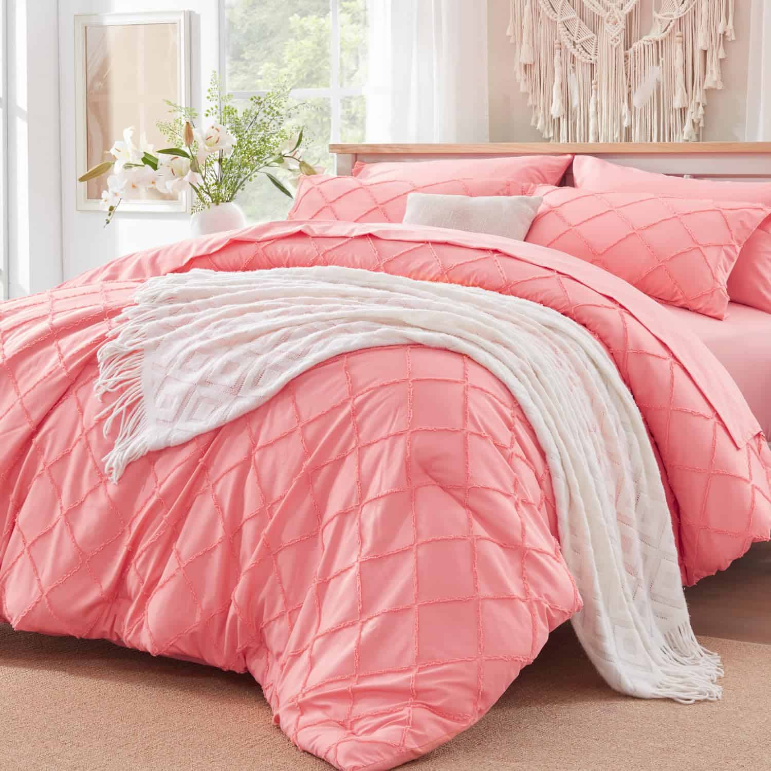 Juego de Colcha Boho con Diseño Jacquard con Botón, Juegos