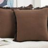 Conjunto de 2 Fundas de Cojín de Lino Natural con Flecos,