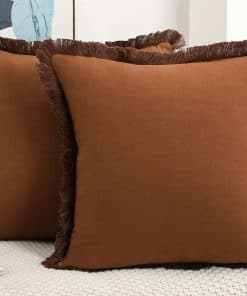Set de 2 Fundas de Almohada de Lino Natural con Borlas,