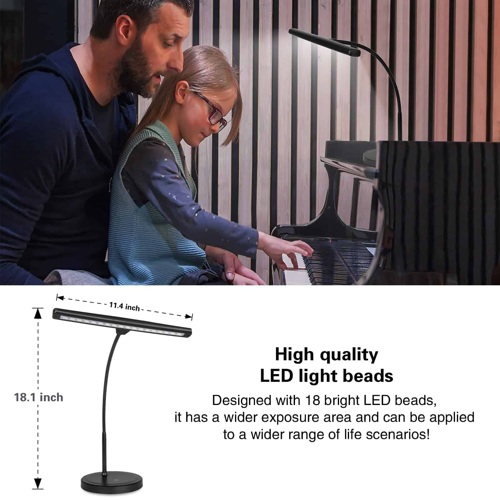 Lámpara de música para piano Vshinic de 18 LED con Soporte - Imagen 4