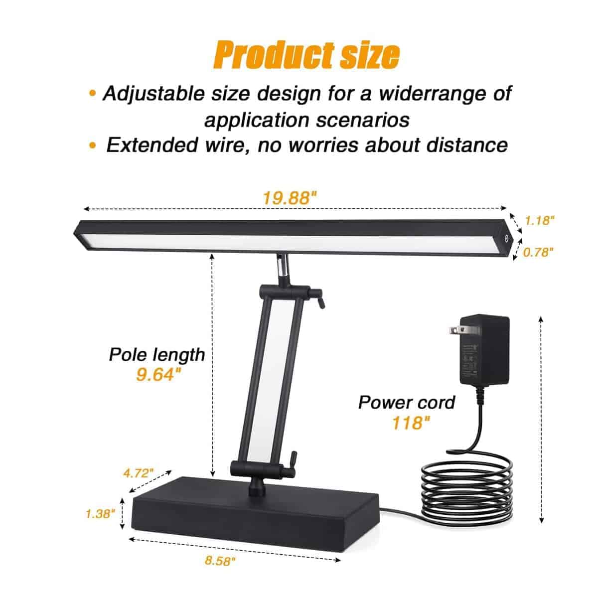 Lámpara de Escritorio para Piano Vshinic, 20" Luz LED de - Imagen 4