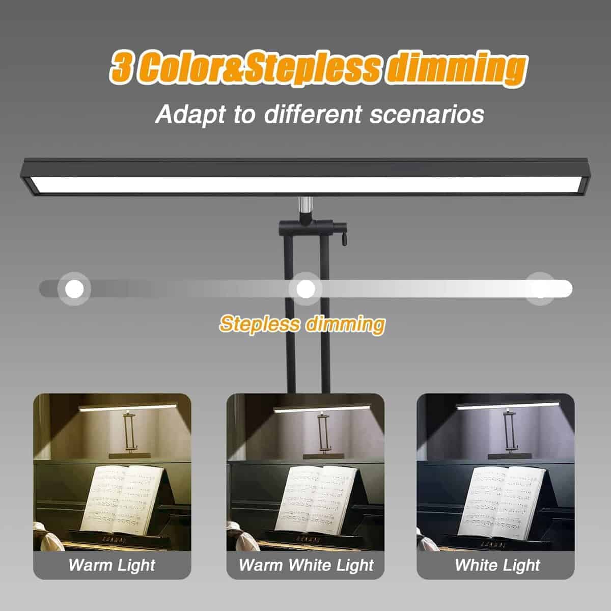 Lámpara de Escritorio para Piano Vshinic, 20" Luz LED de - Imagen 5