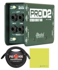 Radial DI Box PROD2 Passive Stereo DI Box Bundle con Cable