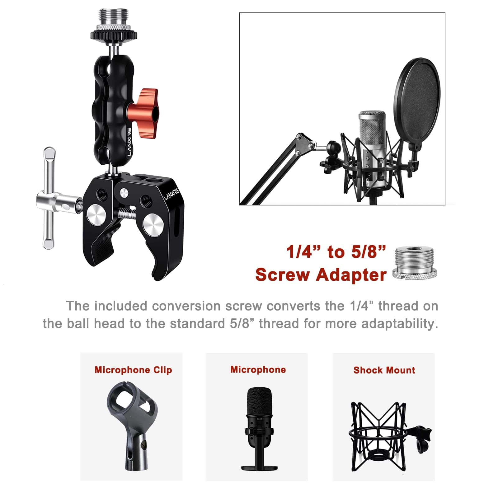 Clip de Micrófono Lanxire para Soporte de Micrófono con - Imagen 5