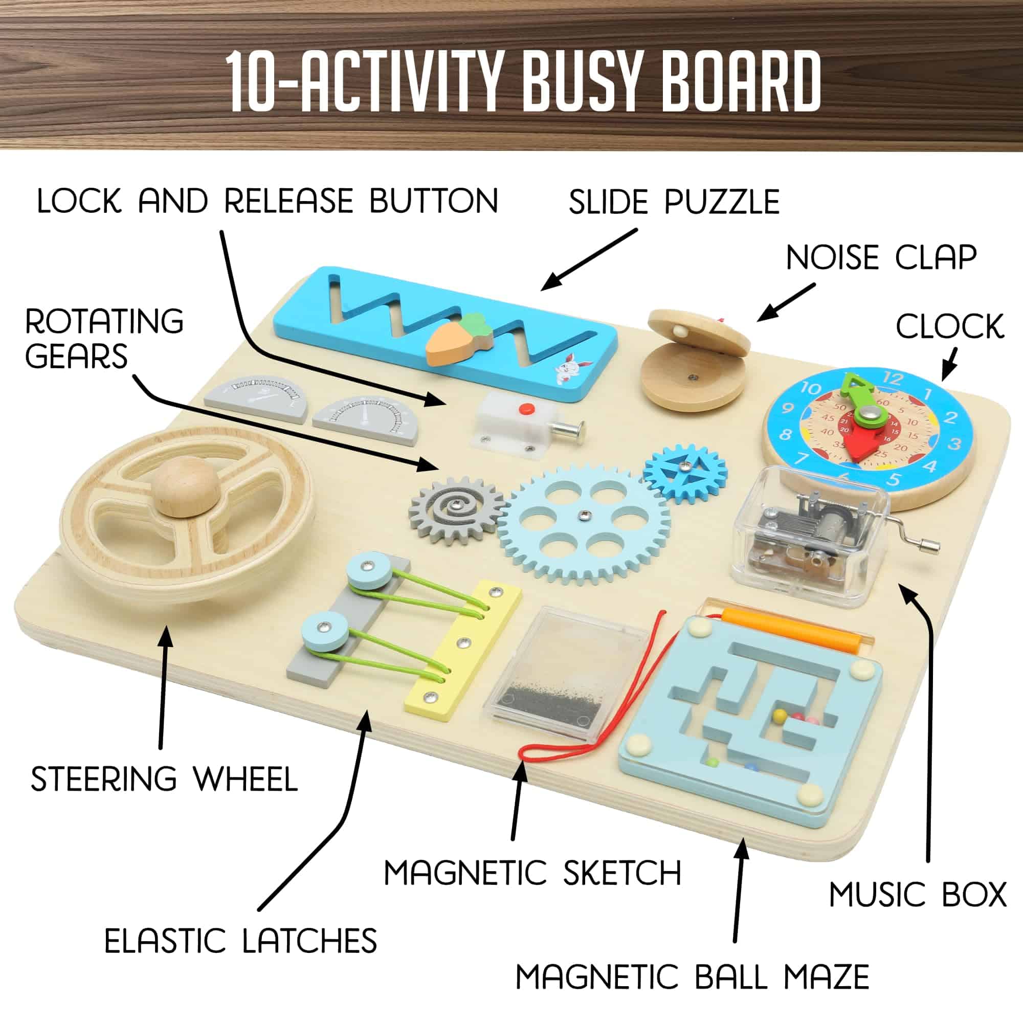 Tablero de Actividades Montessori Mama para Niños Pequeños - Imagen 4