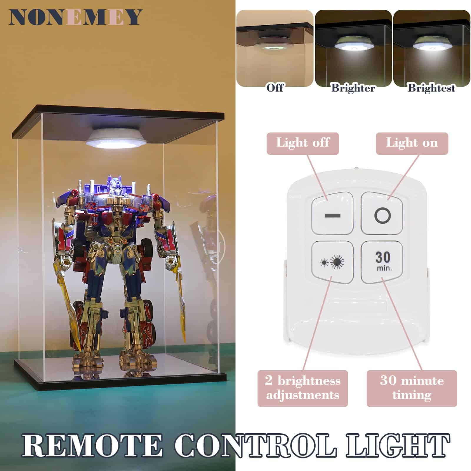Caja de exhibición de acrílico transparente NONEMEY con luz - Imagen 4