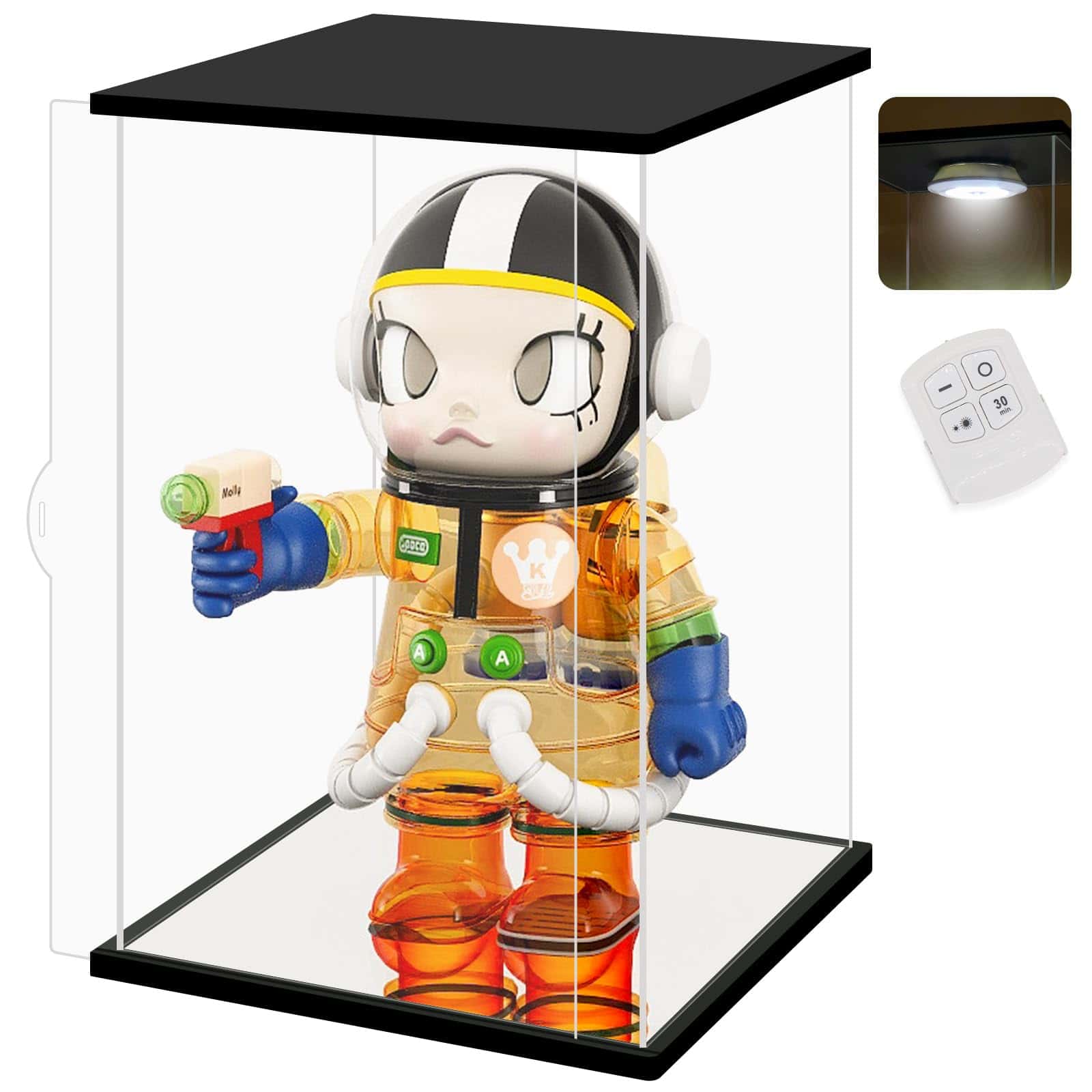 NONEMEY Clear Acrylic Display Case with Remote Control