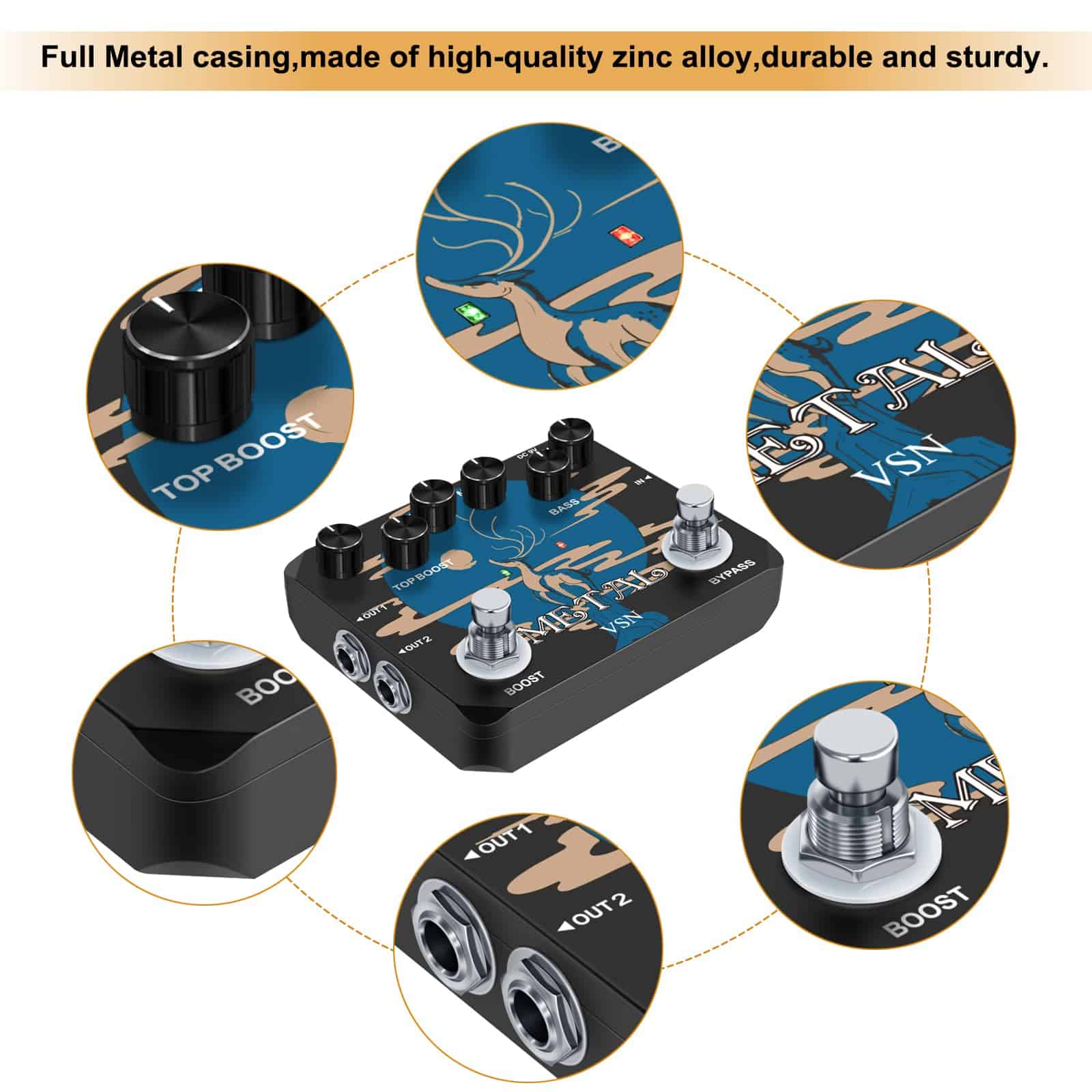 Pedal de Distorsión de Heavy Metal VSN, Pedal de Efecto de - Imagen 4