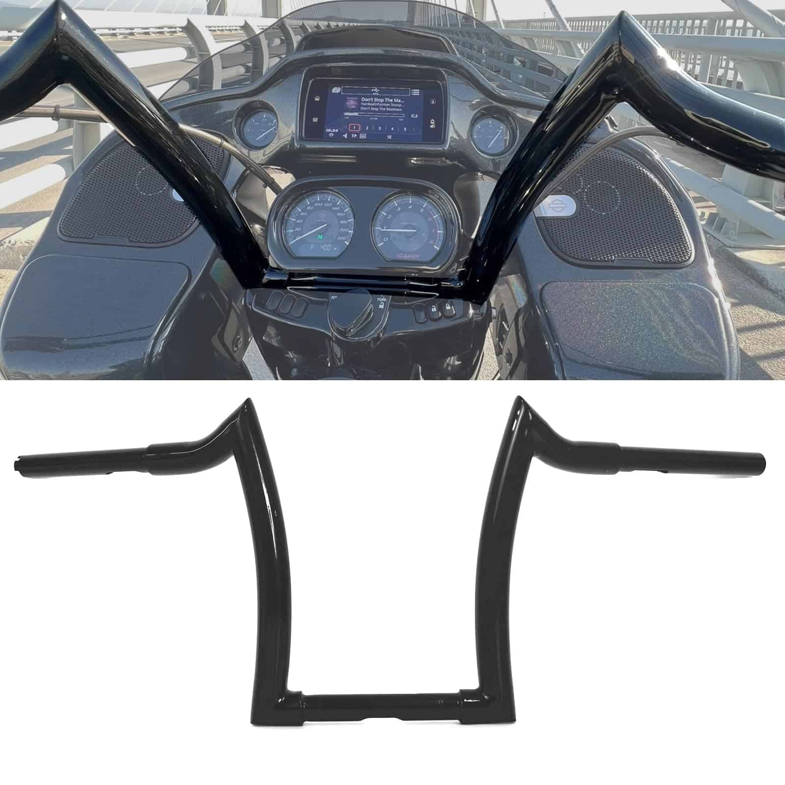 Manillar de Moto 'Ape Hanger' de 1 1/4" Negro Compatible