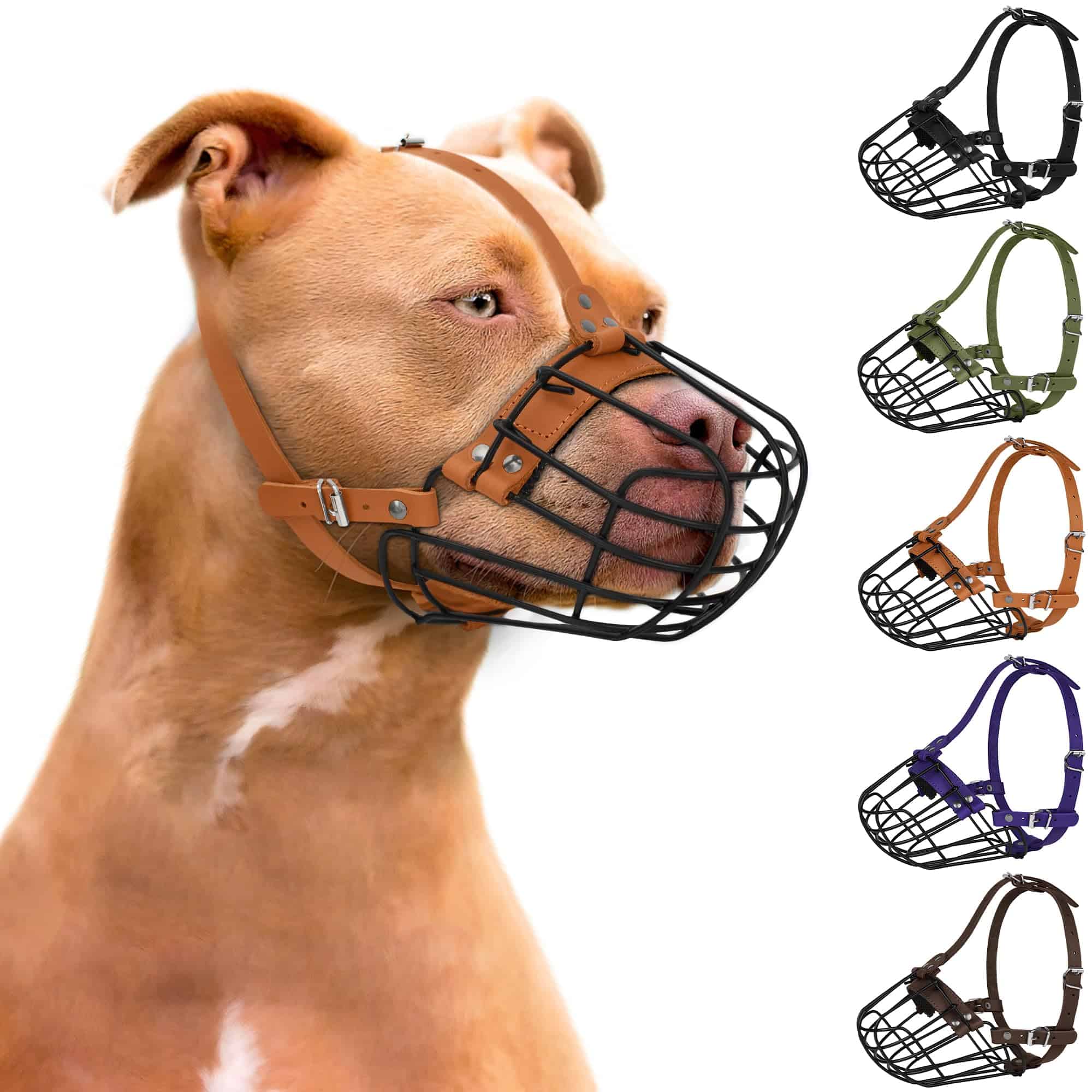 Bozal de metal transpirable para perros Pitbull con cesta - Imagen 10