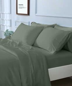 Juego de sábanas tamaño Queen GOKOTTA de 6 -Verde
