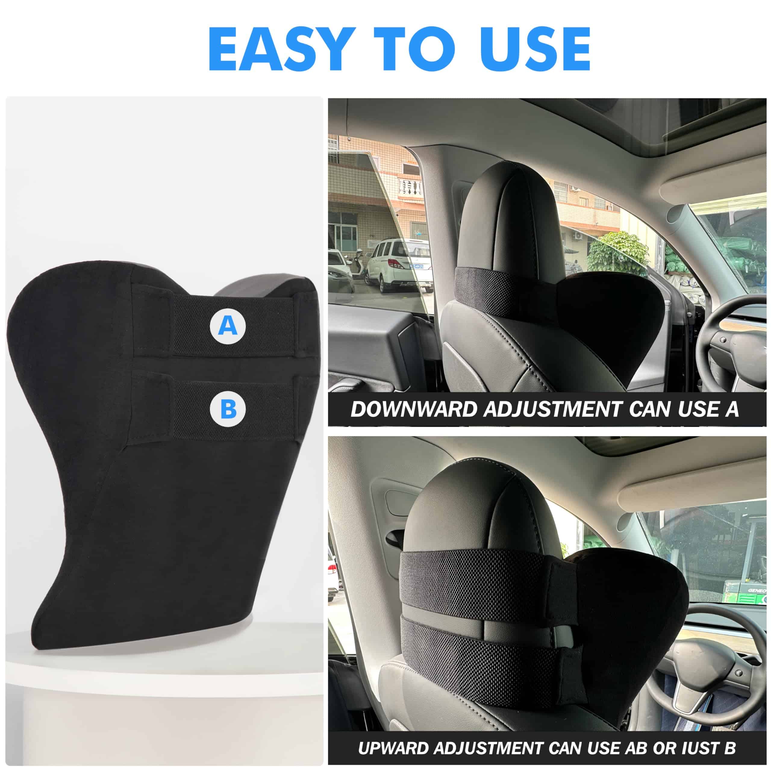 Almohada suave para el cuello en el auto con correa - Imagen 5