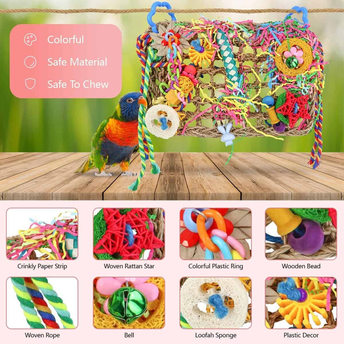 Juguete de Escalada para Pájaros con Tapete de Seagrass - Imagen 4