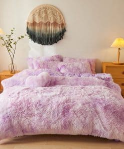 Set de Funda de Edredón Peluda de Tie Dye Lila, Ultra Suave