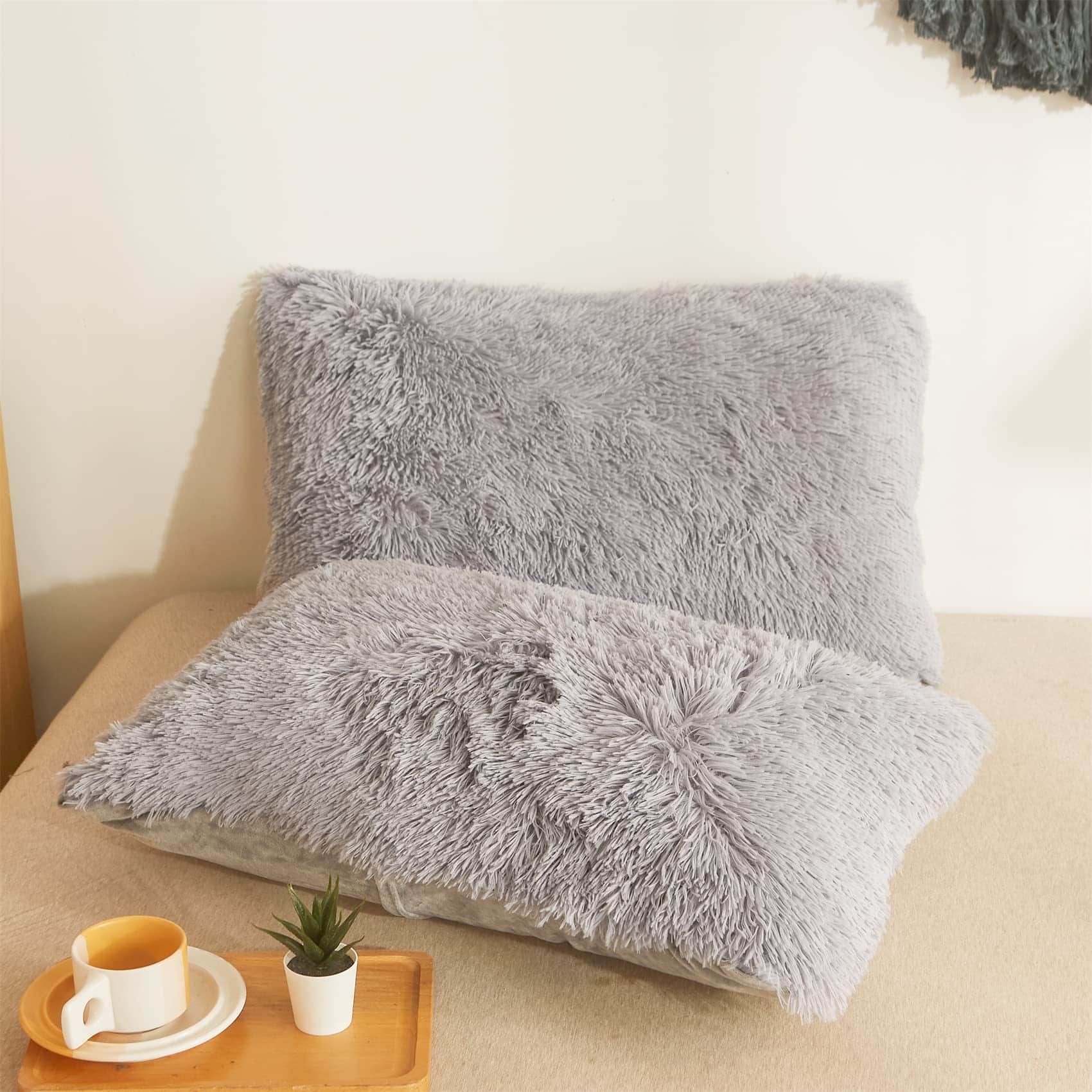 Juego de Funda de Edredón de Piel Sintética Gris, Juego de - Imagen 7