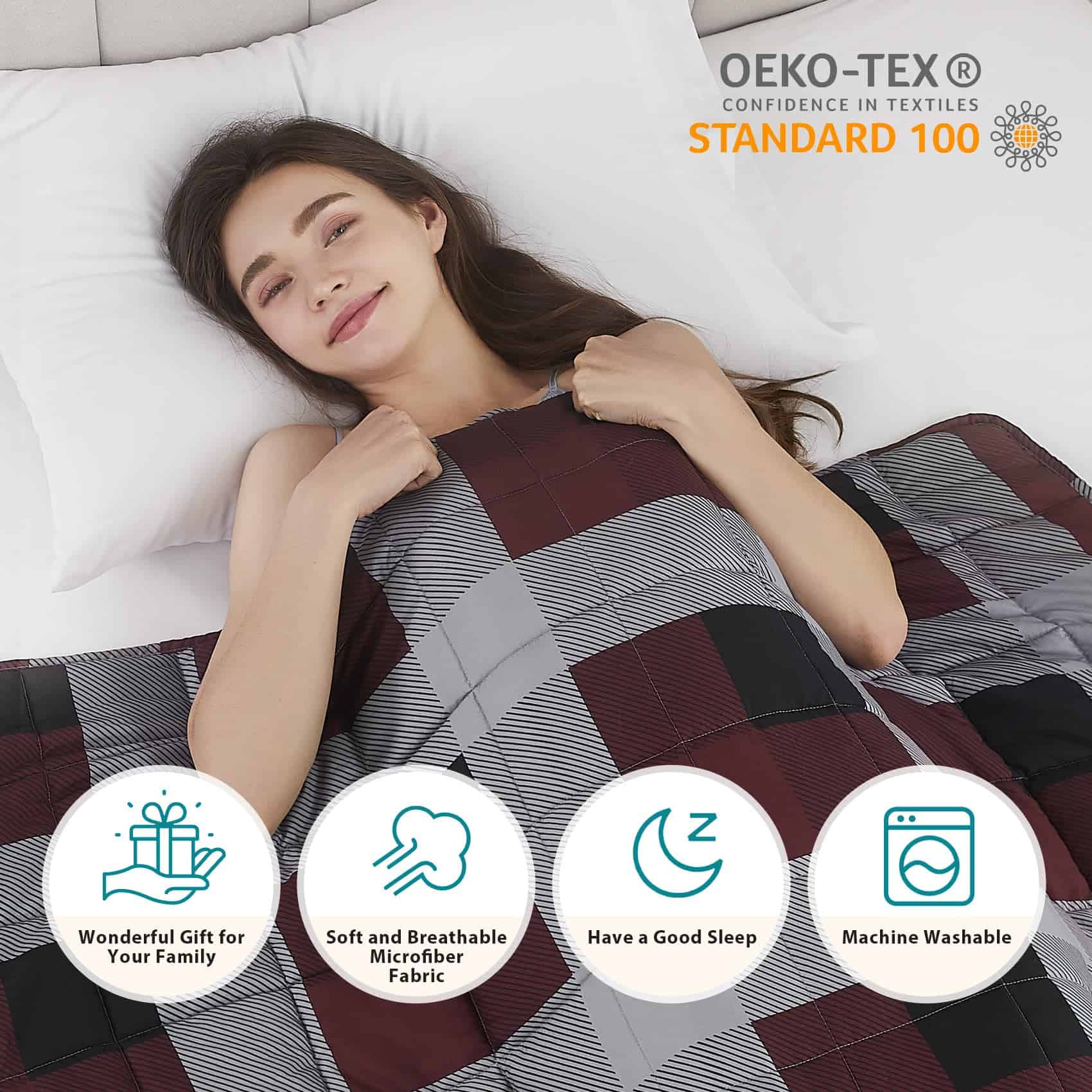 Manta Ponderada L'AGRATY - 60"x80" 15lbs -Rojo y Negro Patró - Imagen 7