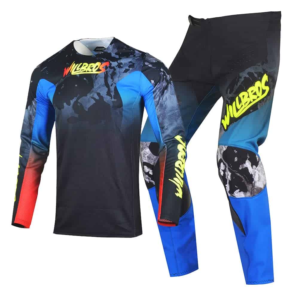Conjunto de Jersey y Pantalones de Motocross -Negro Azul Roj