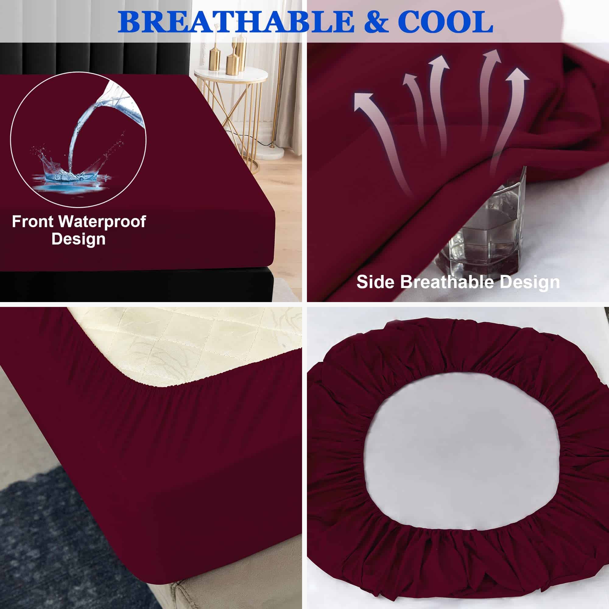 Protector de colchón Sufdari Cal King, -Rojo profundo - Imagen 6