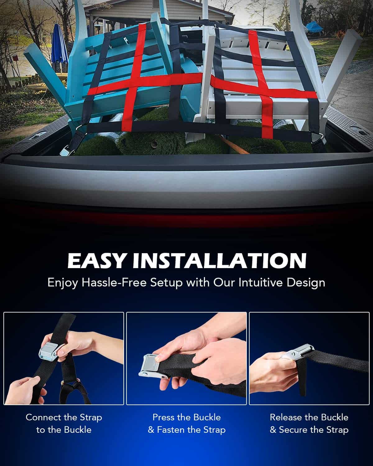 Red de carga OMT 3x4 ft para camas de camionetas pickup, - Imagen 7