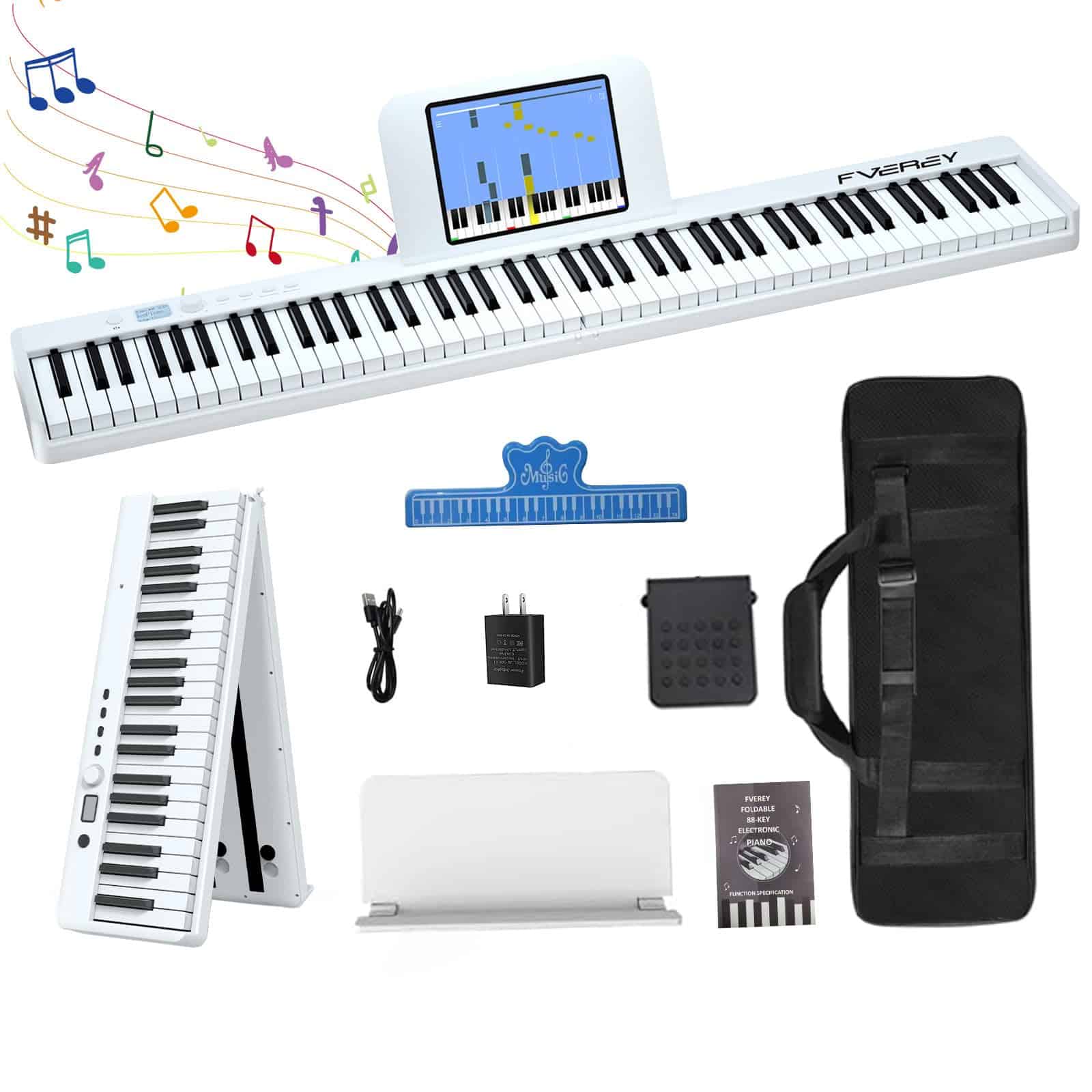 Teclado de Piano Plegable de 88 Teclas FVEREY, Teclado
