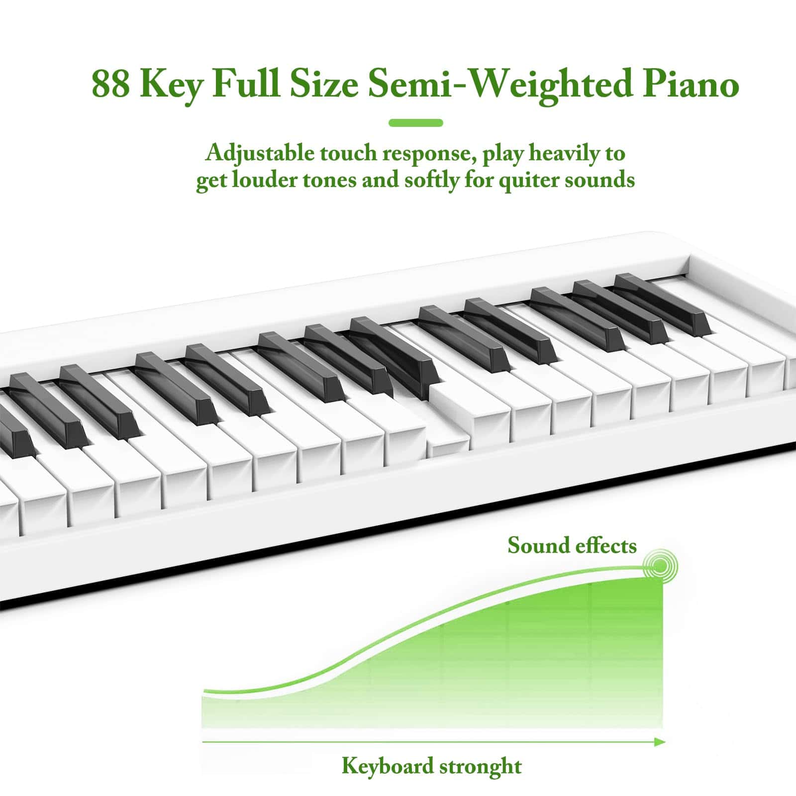 Teclado de Piano Plegable de 88 Teclas FVEREY, Teclado - Imagen 3
