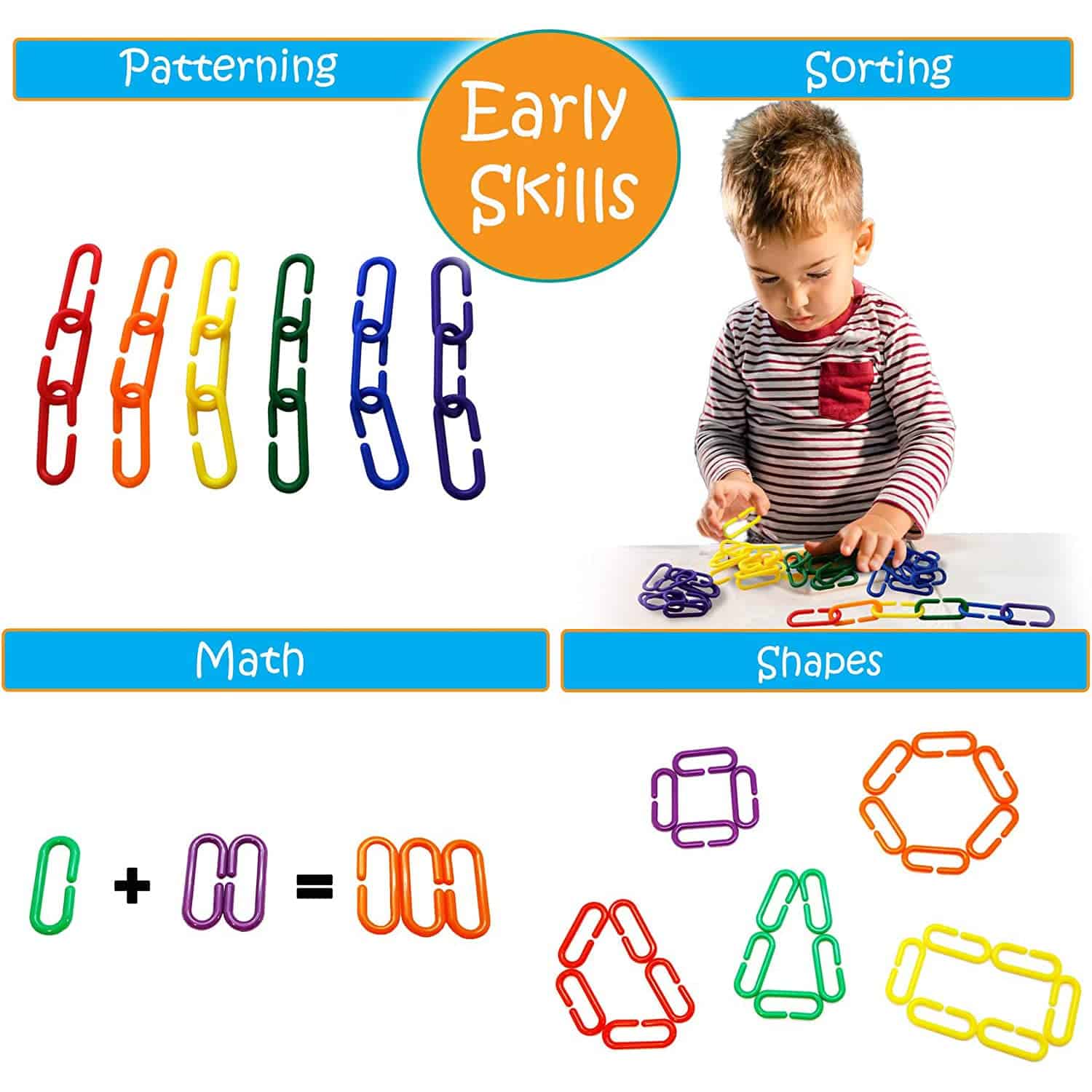 Skoolzy Math Links 120 pcs - 6 pk - Enlaces de Plástico - Imagen 4