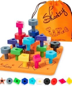 Tablero de clavijas para niños Skoolzy 38 piezas con libro