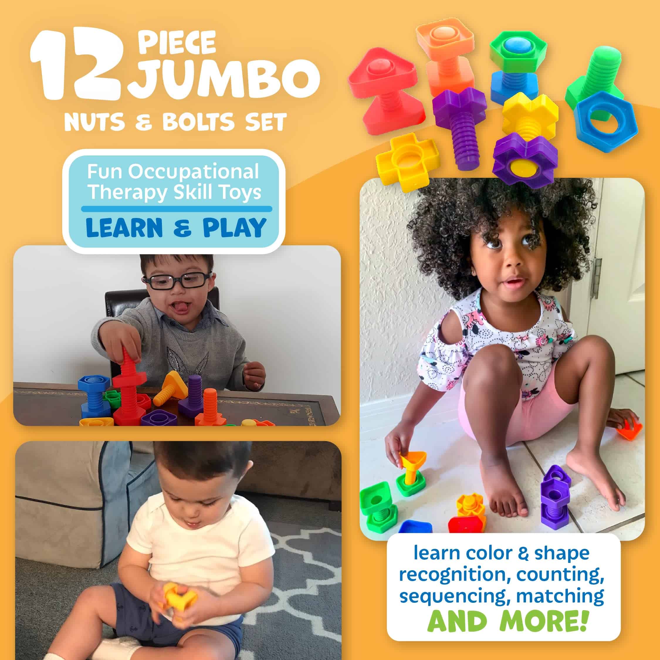 Set de 24 piezas de Tuercas y Tornillos de Plástico Skoolzy - Imagen 4