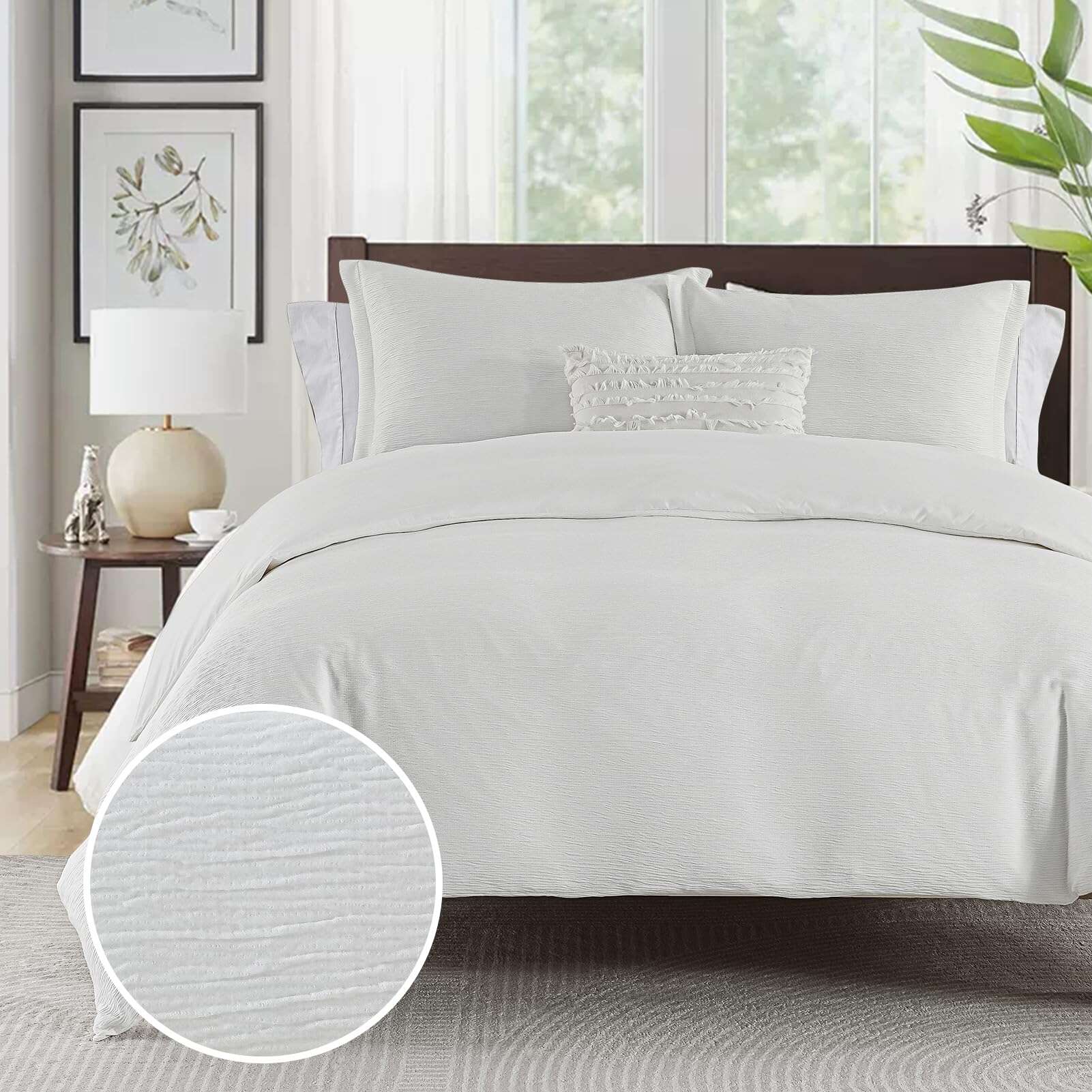Juego de Funda de Edredón Blanco Bedduvit Tamaño Queen - 3