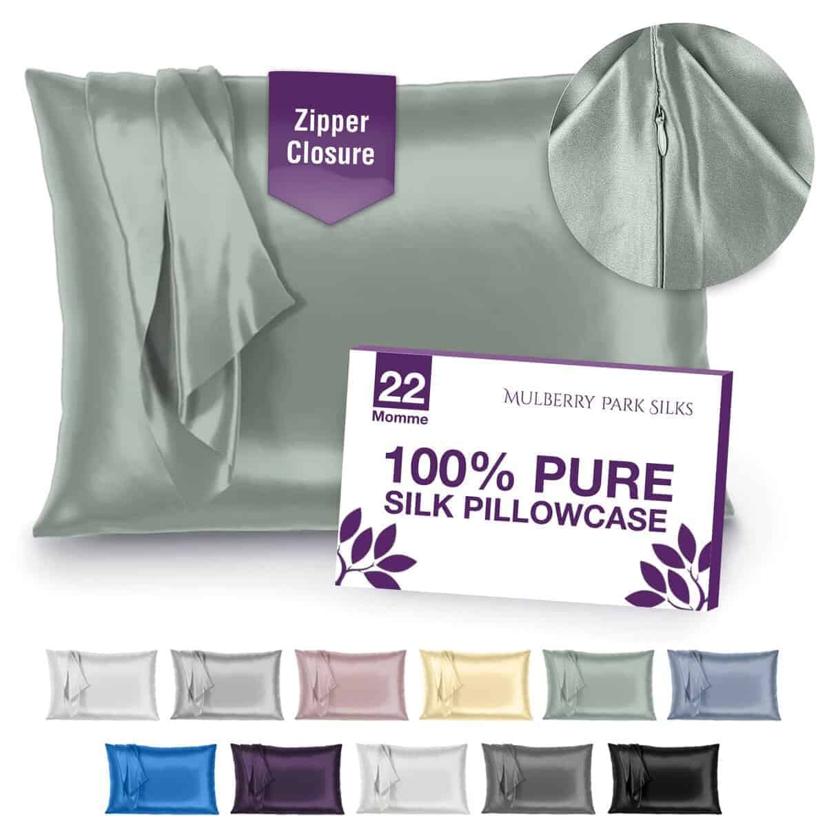 Funda de Almohada de Seda 100% de Mulberry Park -Verde Salvi