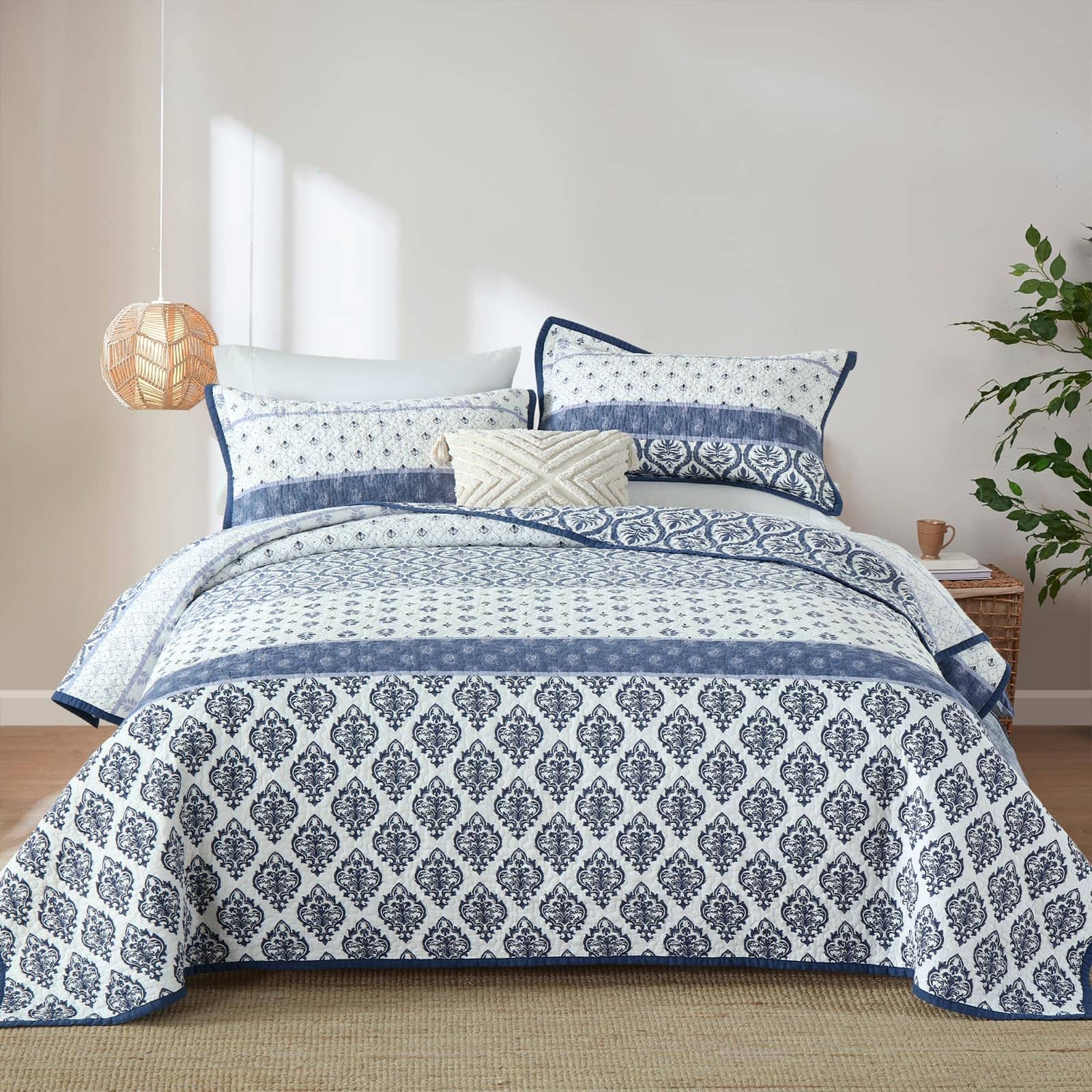 Juego de Edredón LORRIARD Tamaño Queen, 100% Algodón Floral