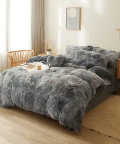Edredón de felpa FOPPA en tie dye gris oscuro tamaño queen