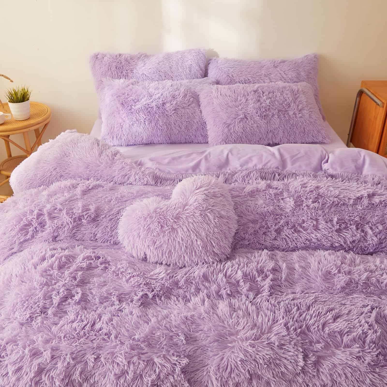 Edredón de Piel Sintética lila Tamaño Queen con Relleno, - Imagen 5