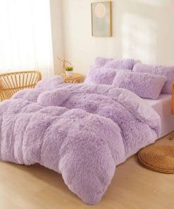 Edredón de Piel Sintética lila Tamaño Queen con Relleno,