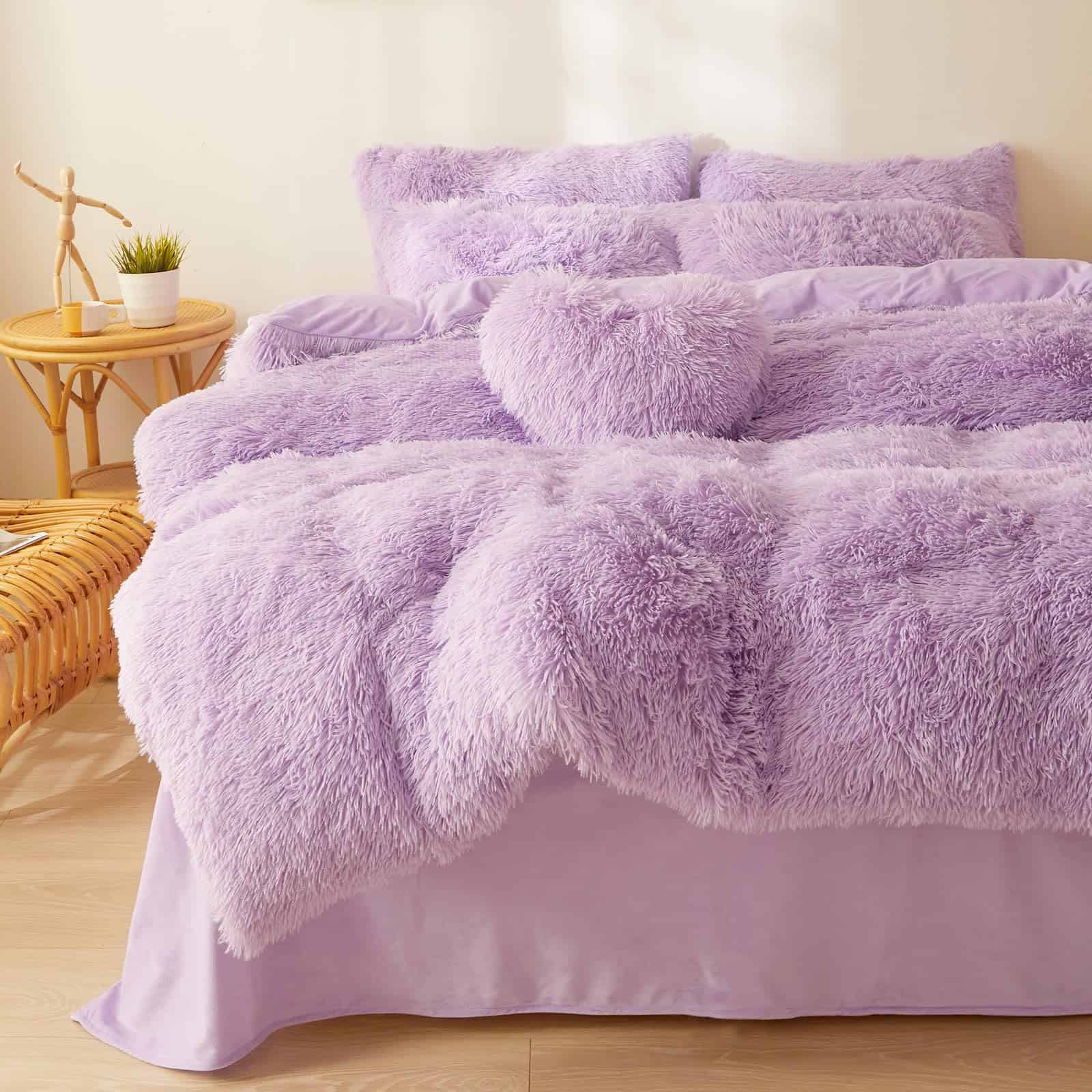 Edredón de Piel Sintética lila Tamaño Queen con Relleno, - Imagen 6