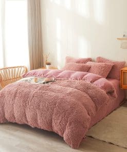 Edredón de Peluche Rosa Antiguo Tamaño Queen con Relleno,