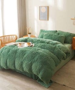 Conjunto de Edredón Esponjoso Verde Tamaño Queen con