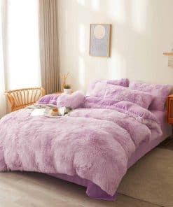 Edredón de Peluche Lavanda Tamaño Queen con Relleno,