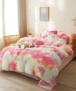 Edredón de Felpa arcoíris tamaño Queen con Relleno, Edredón