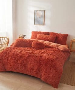 Edredón de Felpa Naranja Oscuro tamaño Queen con Relleno,