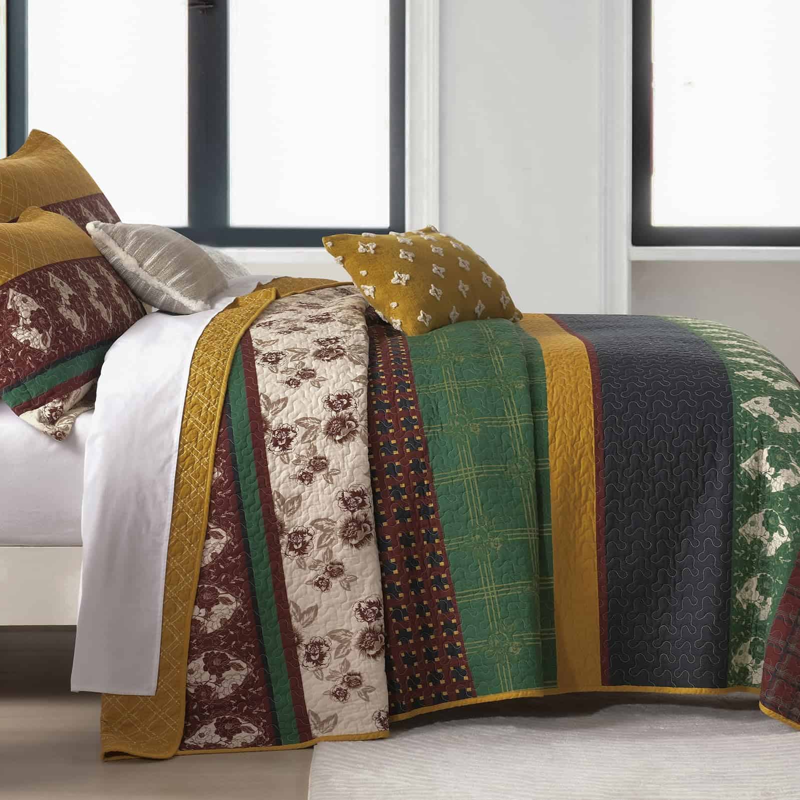 Juego de Edredón King Size SahSahCasa, -Verde Oscuro / Marró - Imagen 3